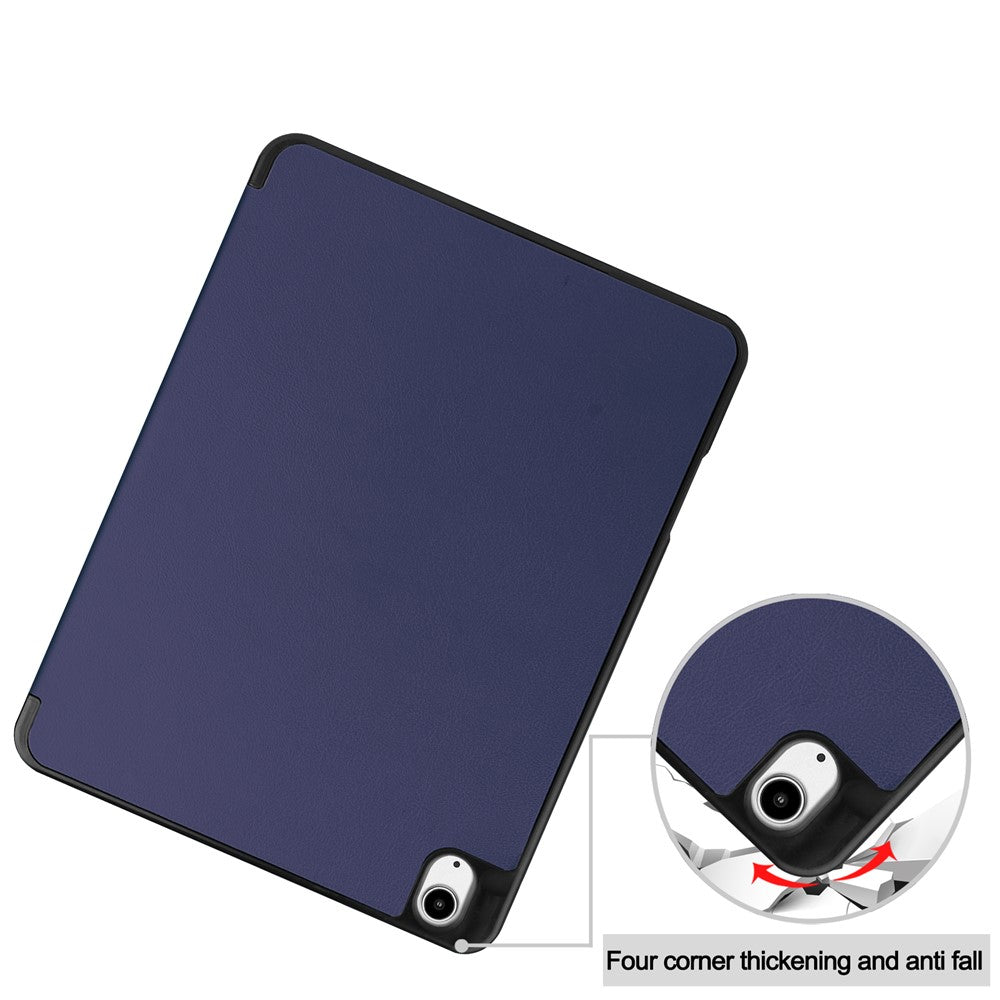For iPad Air 13 (2025) / (2024) Stand Case Shock-Absorbent Leather Tablet Cover with Pen Slot - Dark Blue