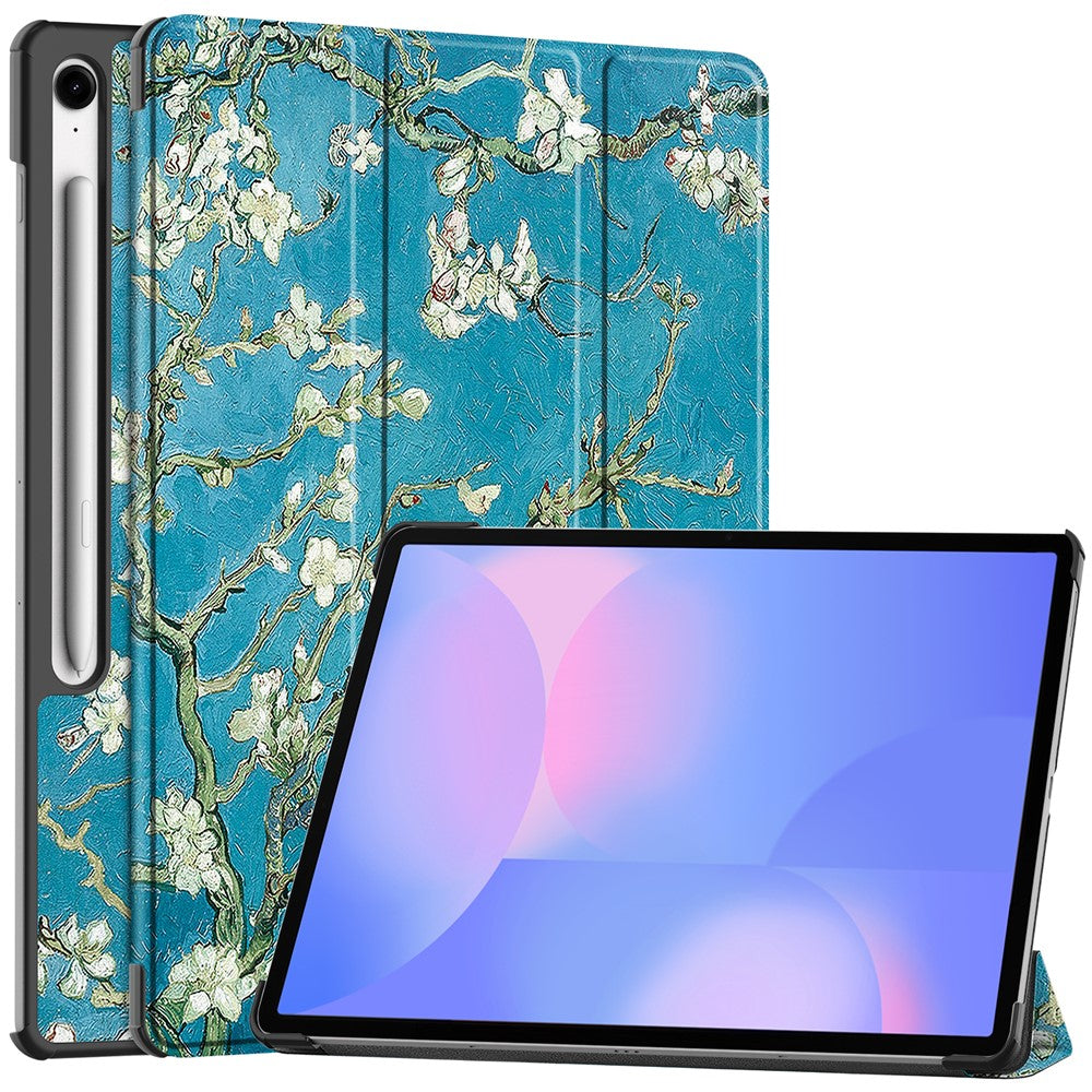 For Samsung Galaxy Tab S10 FE+ Case Pattern Print Leather Stand Tablet Cover - Apricot