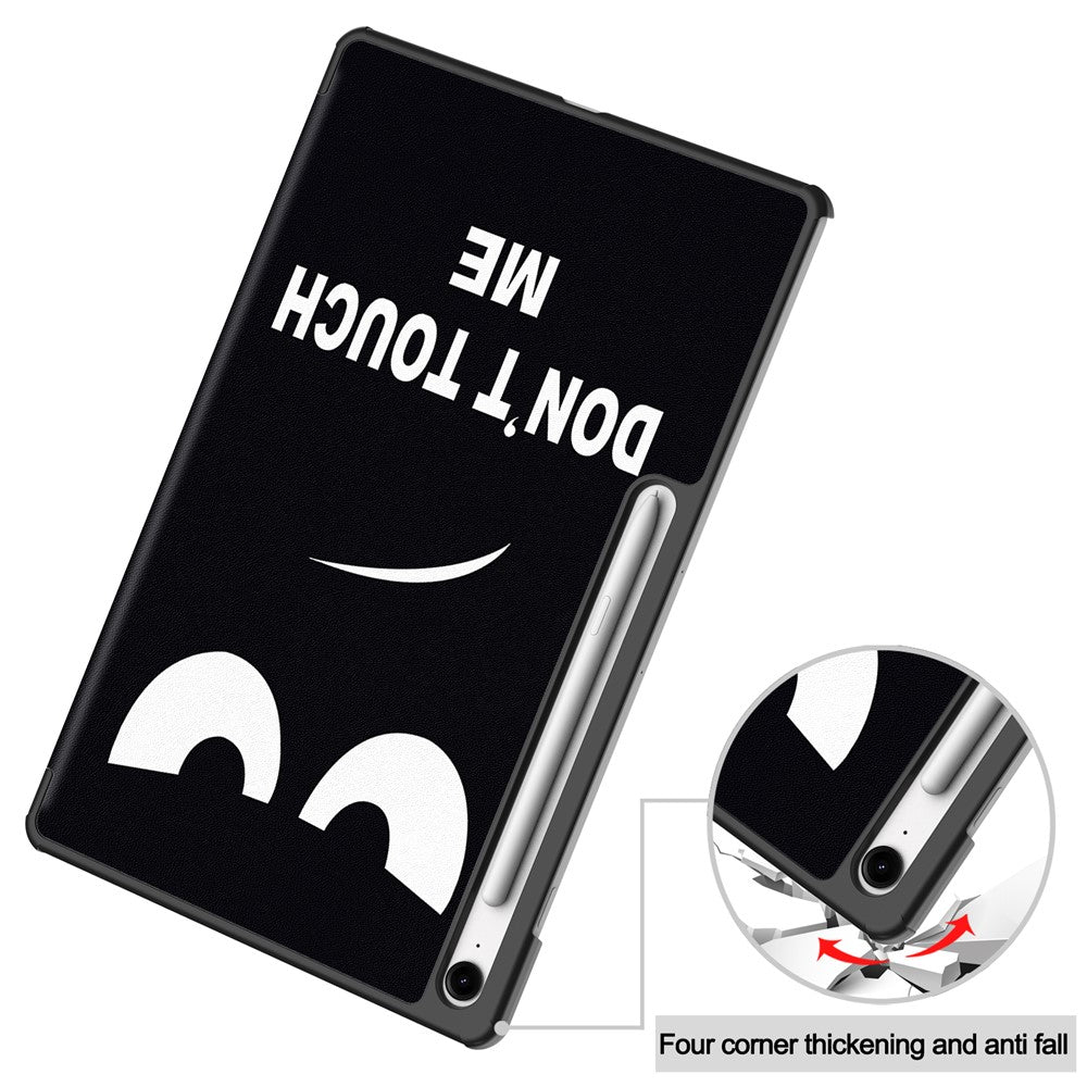 For Samsung Galaxy Tab S10 FE+ Case Pattern Print Leather Stand Tablet Cover - Don't Touch Me