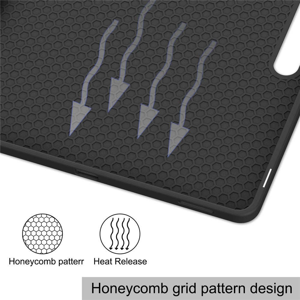 For Samsung Galaxy Tab S10 FE+ Stand Case Shock-Absorbent Leather Tablet Cover with Pen Slot - Black