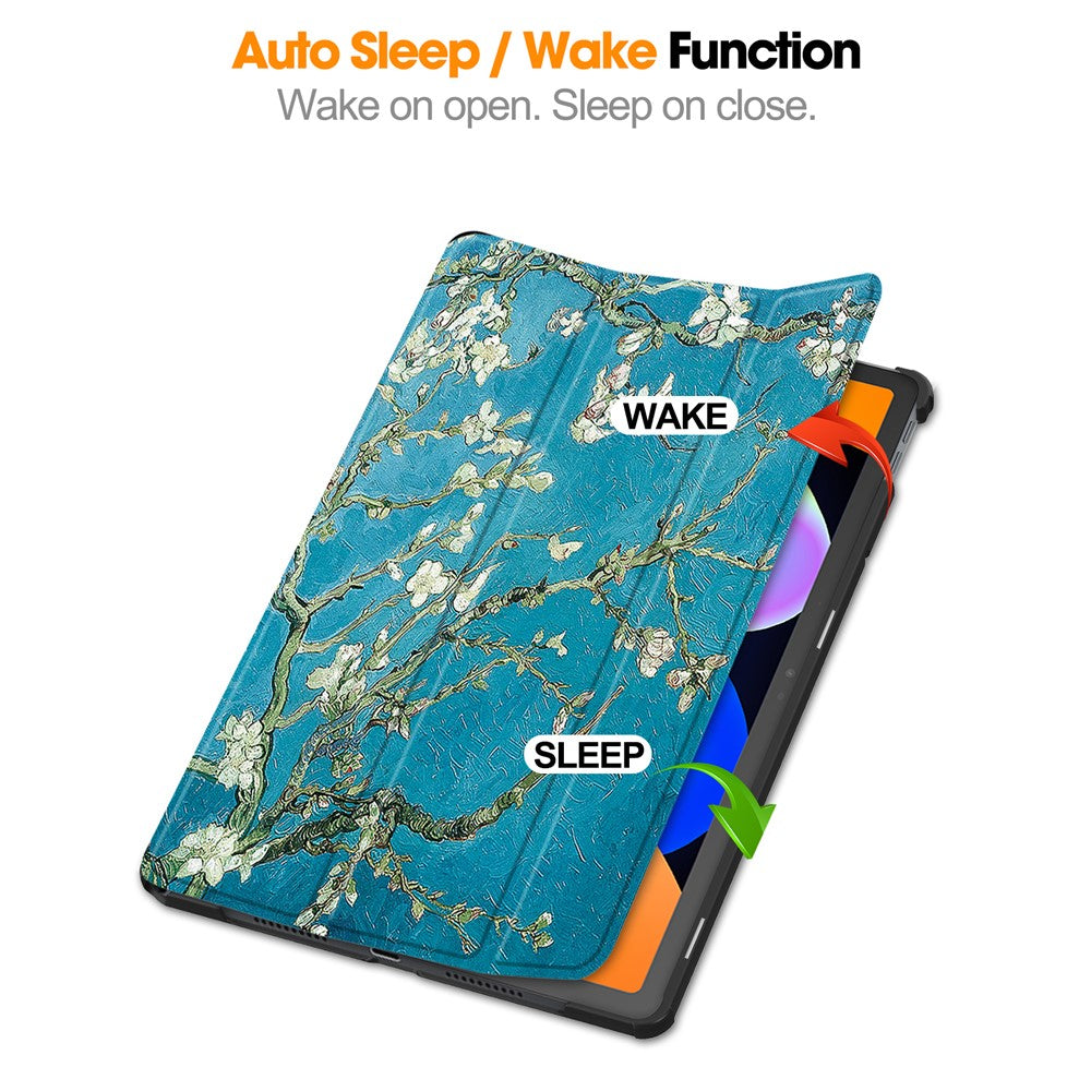 For Lenovo Tab K11 Gen 2 / Idea Tab / Xiaoxin Pad 11 2025 Case Pattern Print Leather Stand Tablet Cover - Apricot