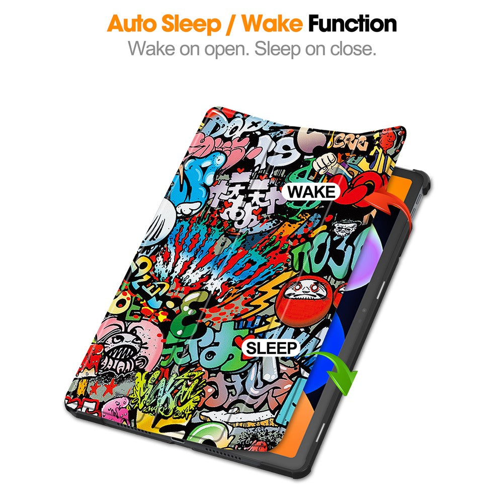 For Lenovo Tab K11 Gen 2 / Idea Tab / Xiaoxin Pad 11 2025 Case Pattern Print Leather Stand Tablet Cover - Graffiti