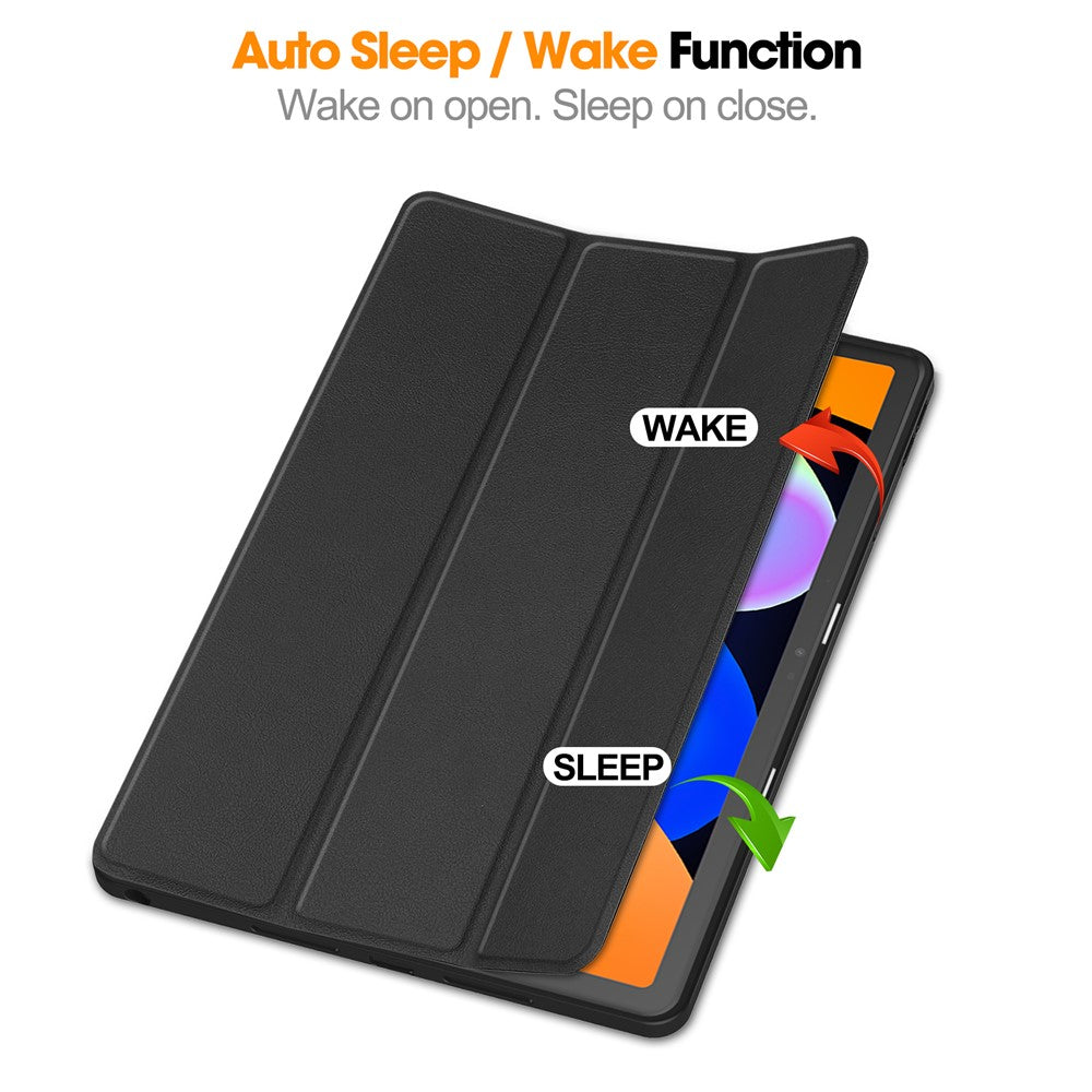 For Lenovo Tab K11 Gen 2 / Idea Tab / Xiaoxin Pad 11 2025 Stand Case Shock-Absorbent Leather Tablet Cover with Pen Slot - Black