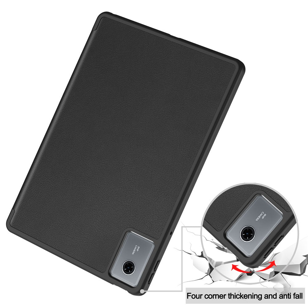 For Lenovo Tab K11 Gen 2 / Idea Tab / Xiaoxin Pad 11 2025 Stand Case Shock-Absorbent Leather Tablet Cover with Pen Slot - Black