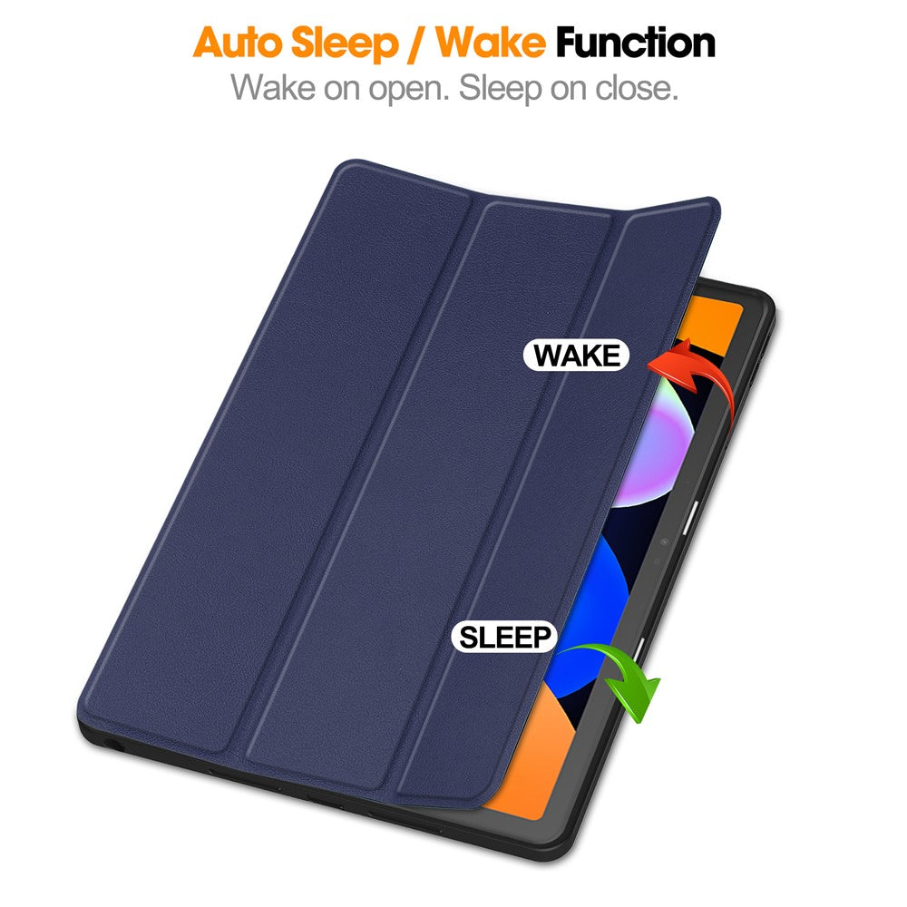 For Lenovo Tab K11 Gen 2 / Idea Tab / Xiaoxin Pad 11 2025 Stand Case Shock-Absorbent Leather Tablet Cover with Pen Slot - Dark Blue