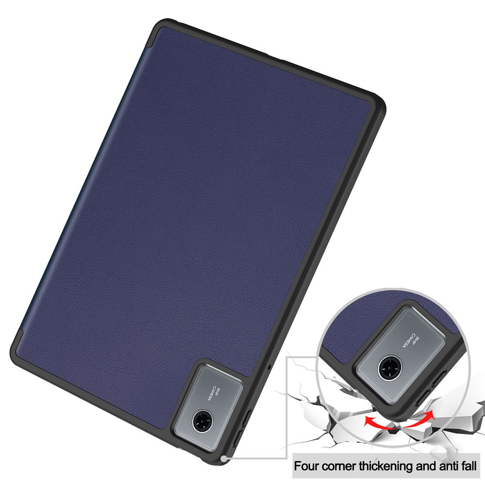 For Lenovo Tab K11 Gen 2 / Idea Tab / Xiaoxin Pad 11 2025 Stand Case Shock-Absorbent Leather Tablet Cover with Pen Slot - Dark Blue