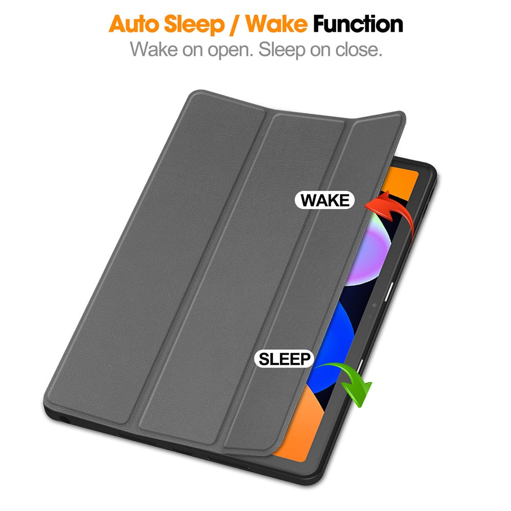 For Lenovo Tab K11 Gen 2 / Idea Tab / Xiaoxin Pad 11 2025 Stand Case Shock-Absorbent Leather Tablet Cover with Pen Slot - Grey