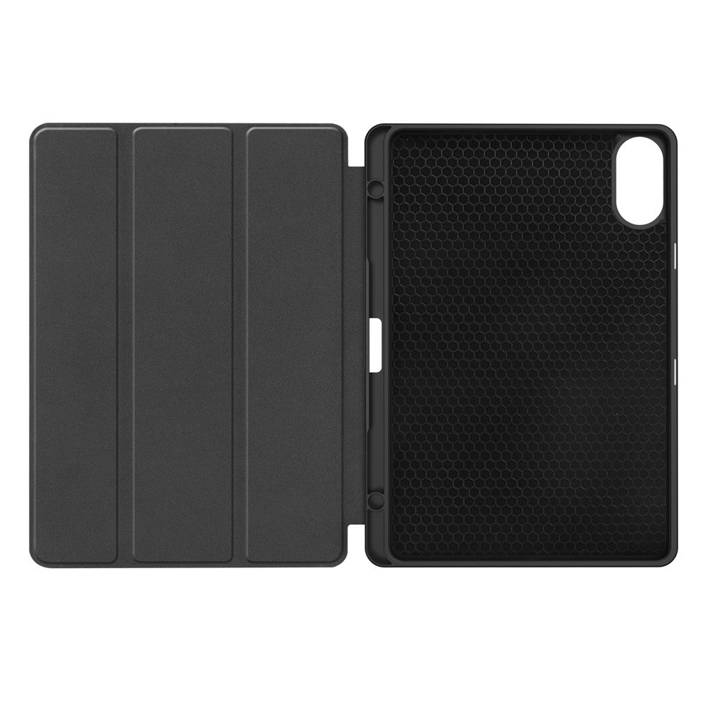 For Xiaomi Redmi Pad 2 Stand Case Shock-Absorbent Leather Tablet Cover with Pen Slot - Black