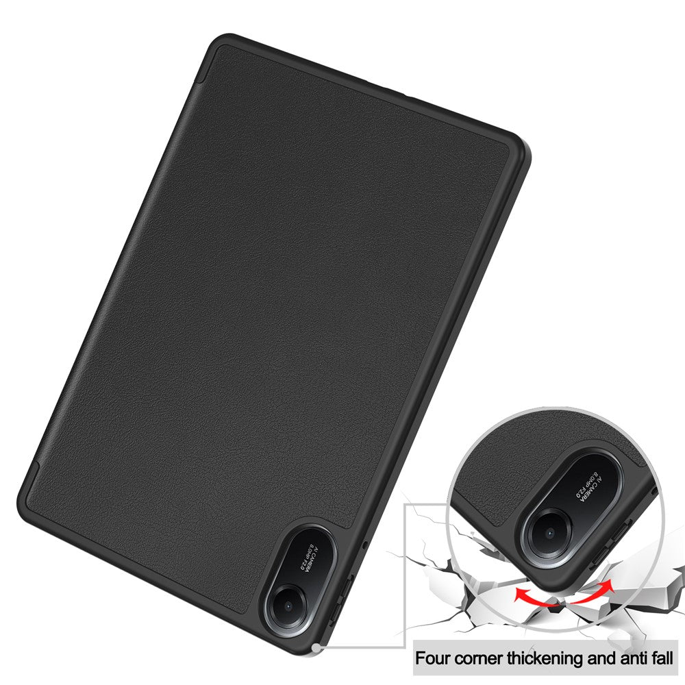 For Xiaomi Redmi Pad 2 Stand Case Shock-Absorbent Leather Tablet Cover with Pen Slot - Black