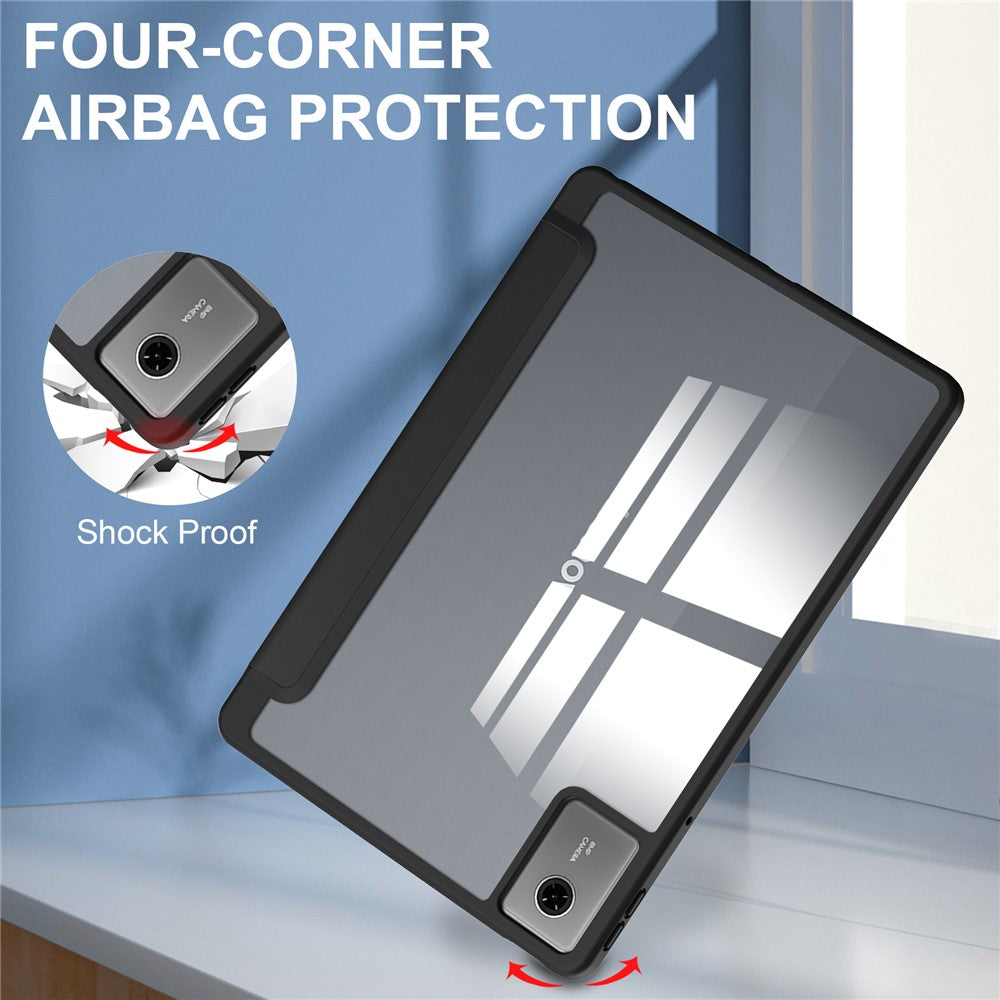 For Lenovo Tab K11 Gen 2 / Idea Tab / Xiaoxin Pad 11 2025 Case Clear Acrylic Leather Tablet Cover Auto Sleep / Wake - Black