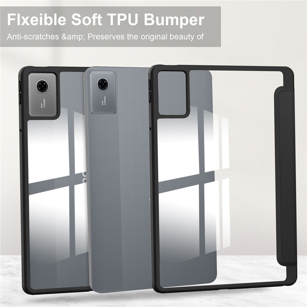 For Lenovo Tab K11 Gen 2 / Idea Tab / Xiaoxin Pad 11 2025 Case Clear Acrylic Leather Tablet Cover Auto Sleep / Wake - Black