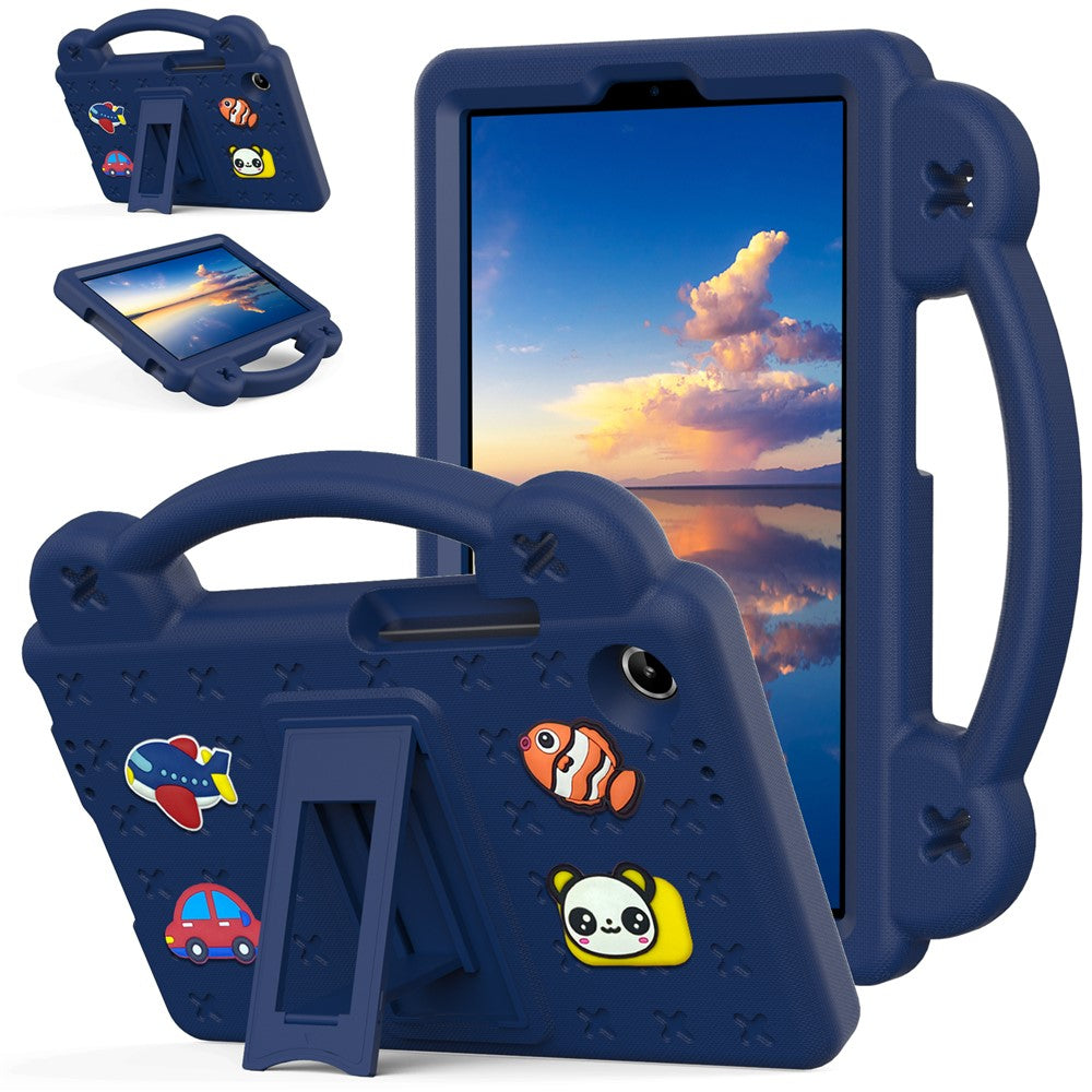 For Lenovo Tab K9 / Tab One Case Kids Cartoon Patterns Hand Grip Kickstand Tablet EVA Cover - Navy Blue