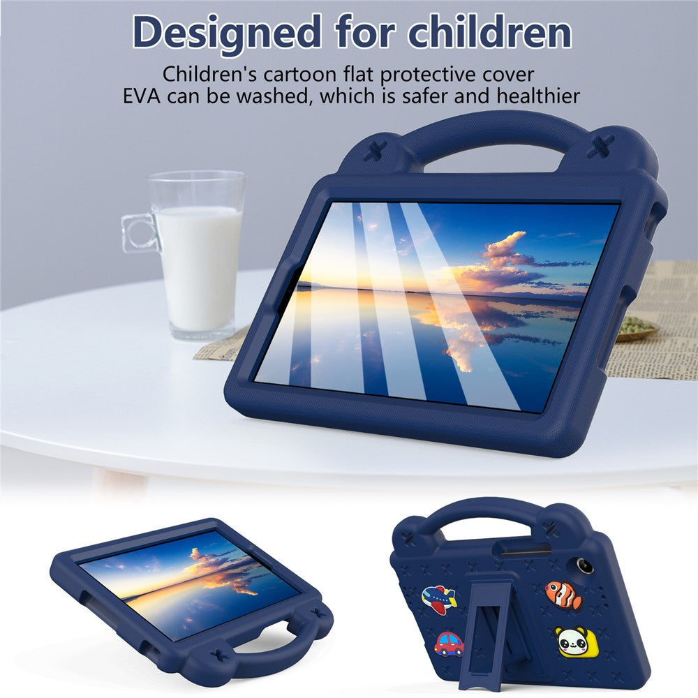 For Lenovo Tab K9 / Tab One Case Kids Cartoon Patterns Hand Grip Kickstand Tablet EVA Cover - Navy Blue