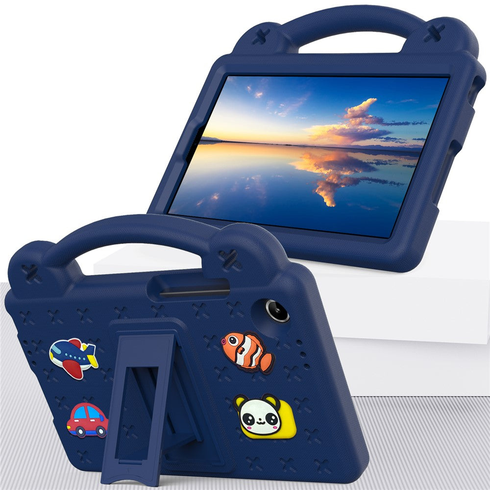 For Lenovo Tab K9 / Tab One Case Kids Cartoon Patterns Hand Grip Kickstand Tablet EVA Cover - Navy Blue