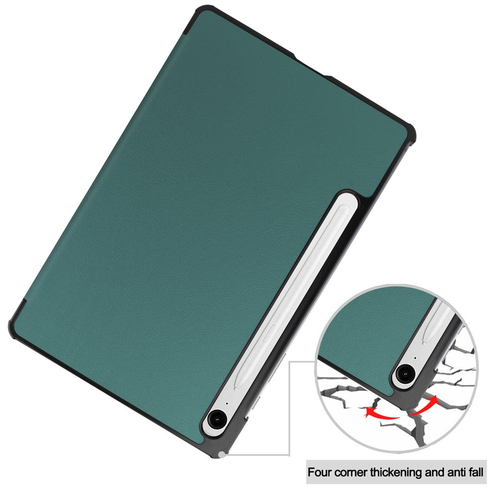 For Samsung Galaxy Tab S10 Lite Case Leather Stand Tablet Cover - Blackish Green