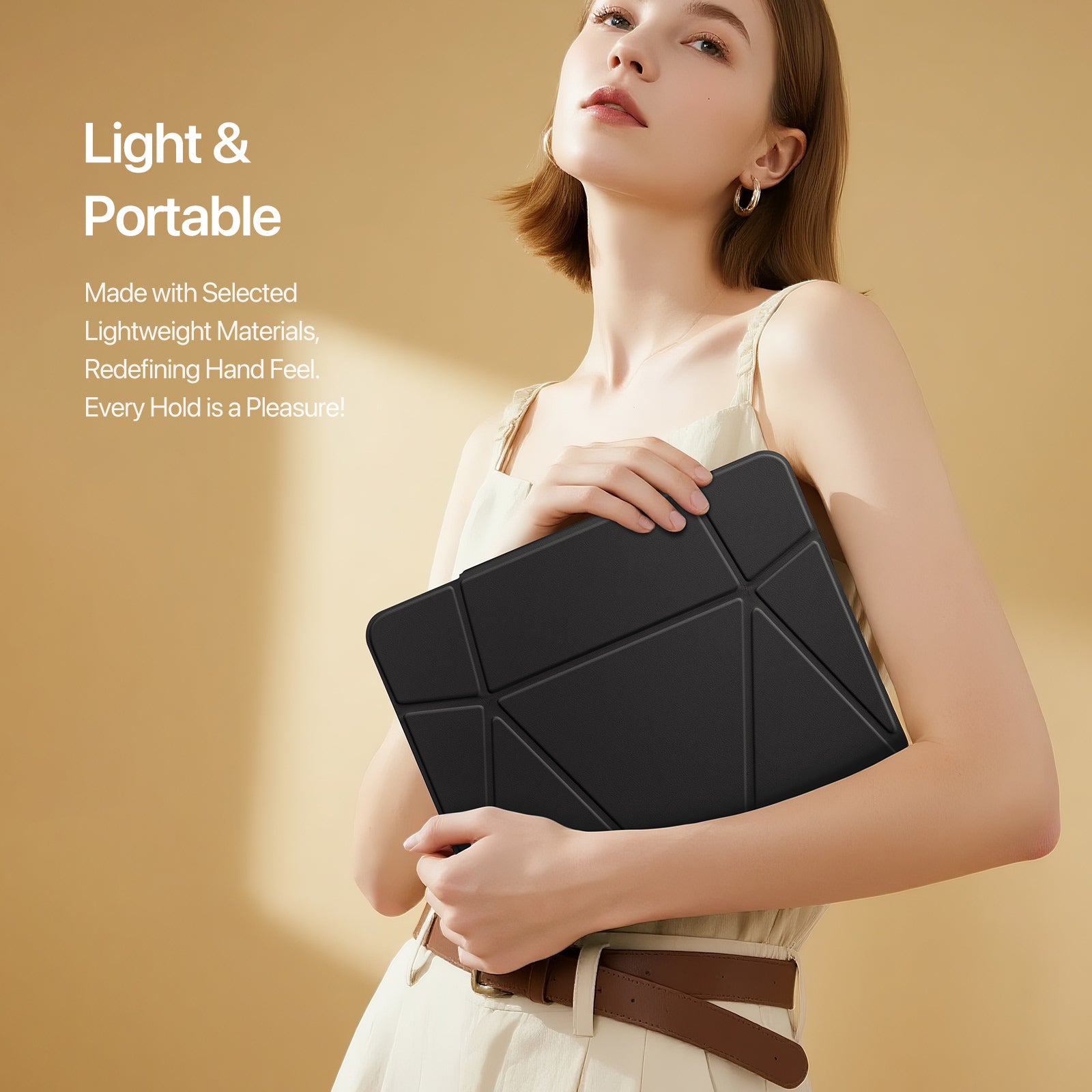 For Samsung Galaxy Tab S10 FE+ Tablet Case Multi-function Folding Stand Leather Cover - Black