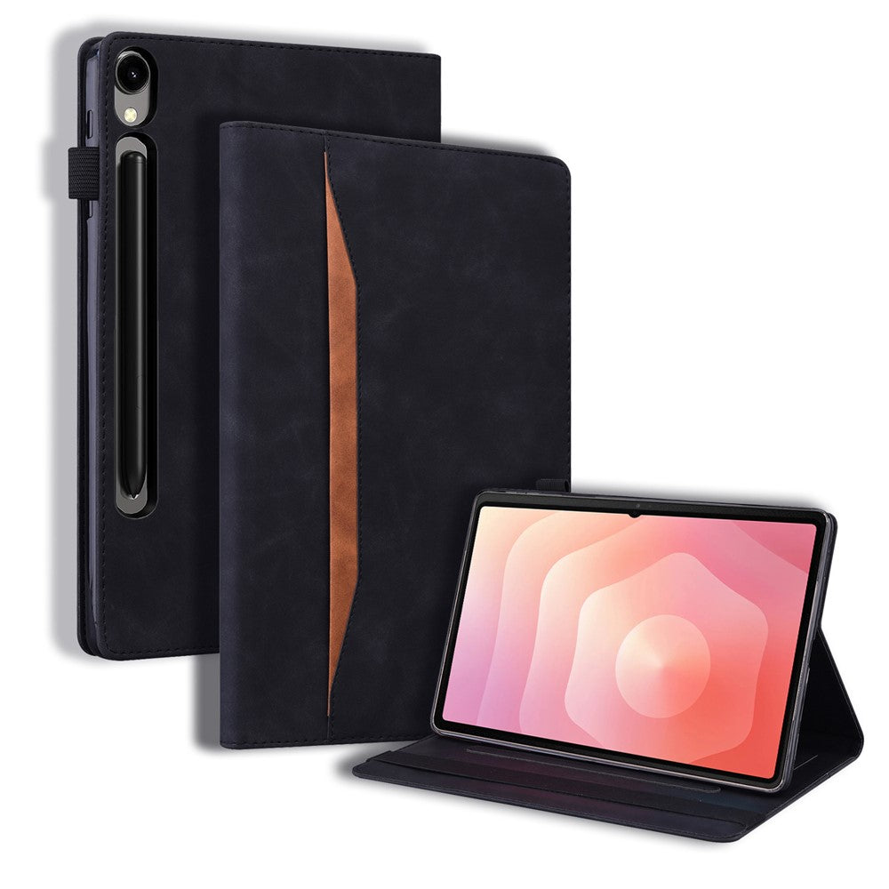 For Samsung Galaxy Tab S11 Ultra Case PU Leather Protective Folio Tablet Cover with Card Holder - Black