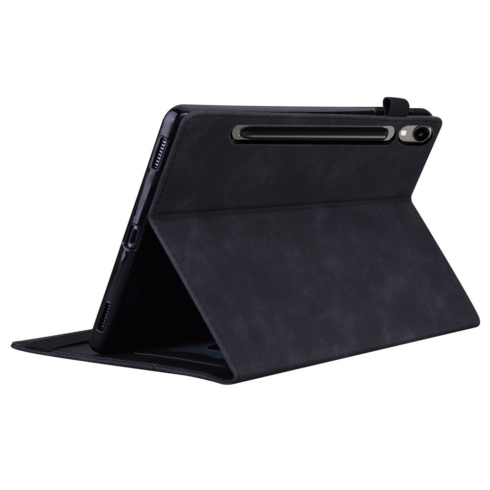 For Samsung Galaxy Tab S11 Ultra Case PU Leather Protective Folio Tablet Cover with Card Holder - Black