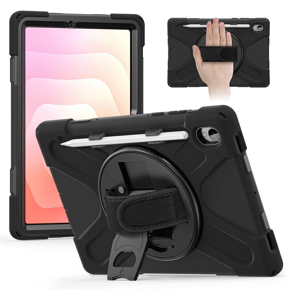 For Samsung Galaxy Tab S11 Case TPU + PC + Silicone Kickstand Anti Drop Tablet Cover - Black