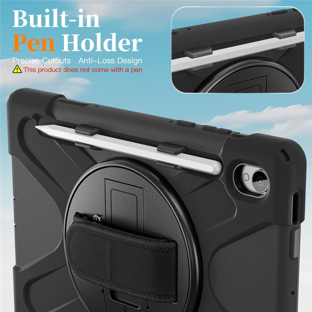 For Samsung Galaxy Tab S11 Case TPU + PC + Silicone Kickstand Anti Drop Tablet Cover - Black