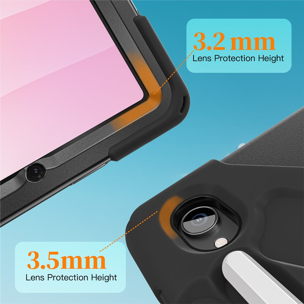 For Samsung Galaxy Tab S11 Case TPU + PC + Silicone Kickstand Anti Drop Tablet Cover - Black