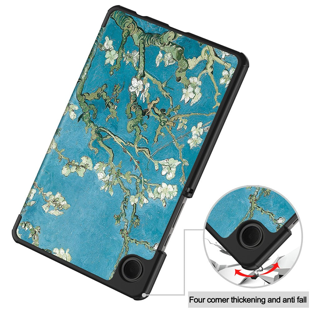 For Samsung Galaxy Tab A11 / A9 Case Pattern Print Leather Stand Tablet Cover - Apricot