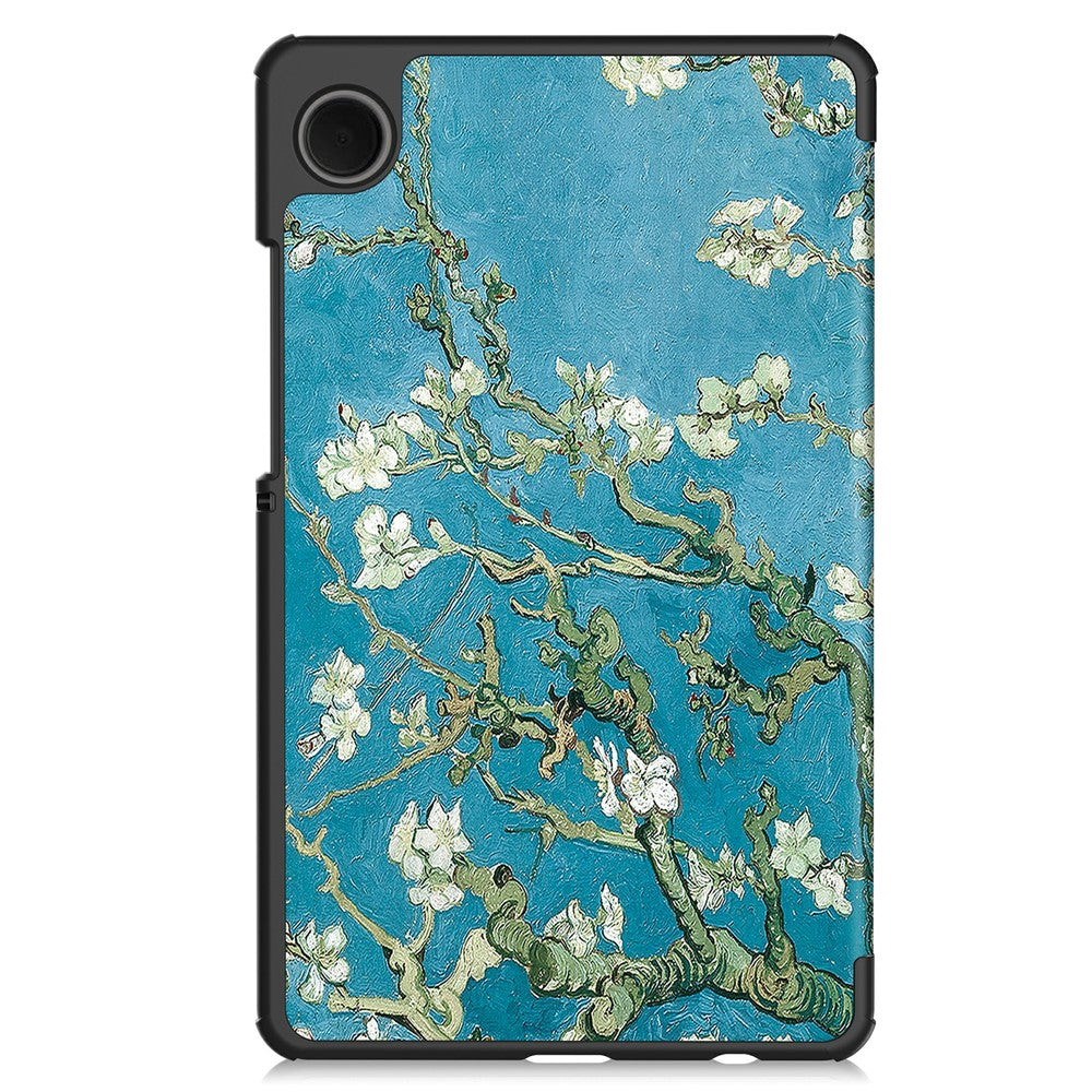 For Samsung Galaxy Tab A11 / A9 Case Pattern Print Leather Stand Tablet Cover - Apricot