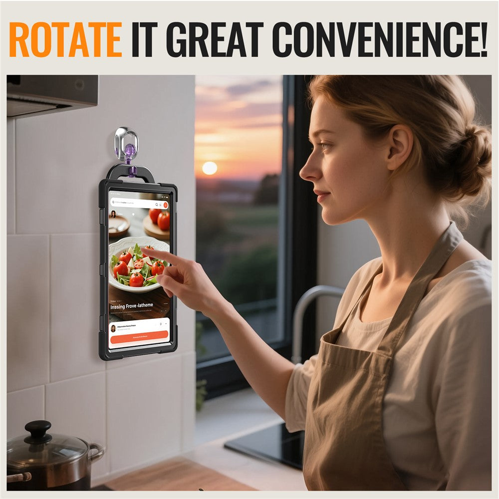 For Samsung Galaxy Tab S11 Ultra Case TPU + PC + Silicone Tablet Cover Swivel Kickstand Handle Grip - Black