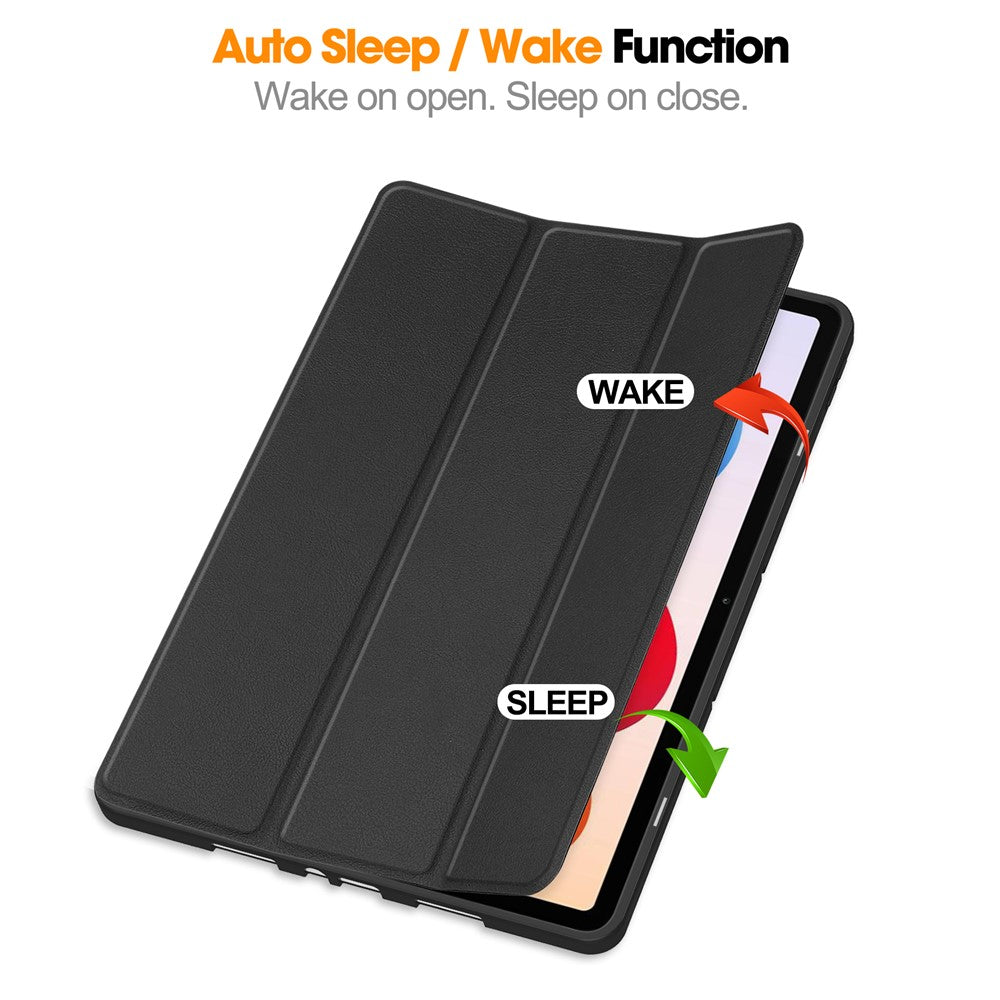 For Xiaomi Poco Pad M1 / Redmi Pad 2 Pro Stand Case Shock-Absorbent Leather Tablet Cover with Pen Slot - Black