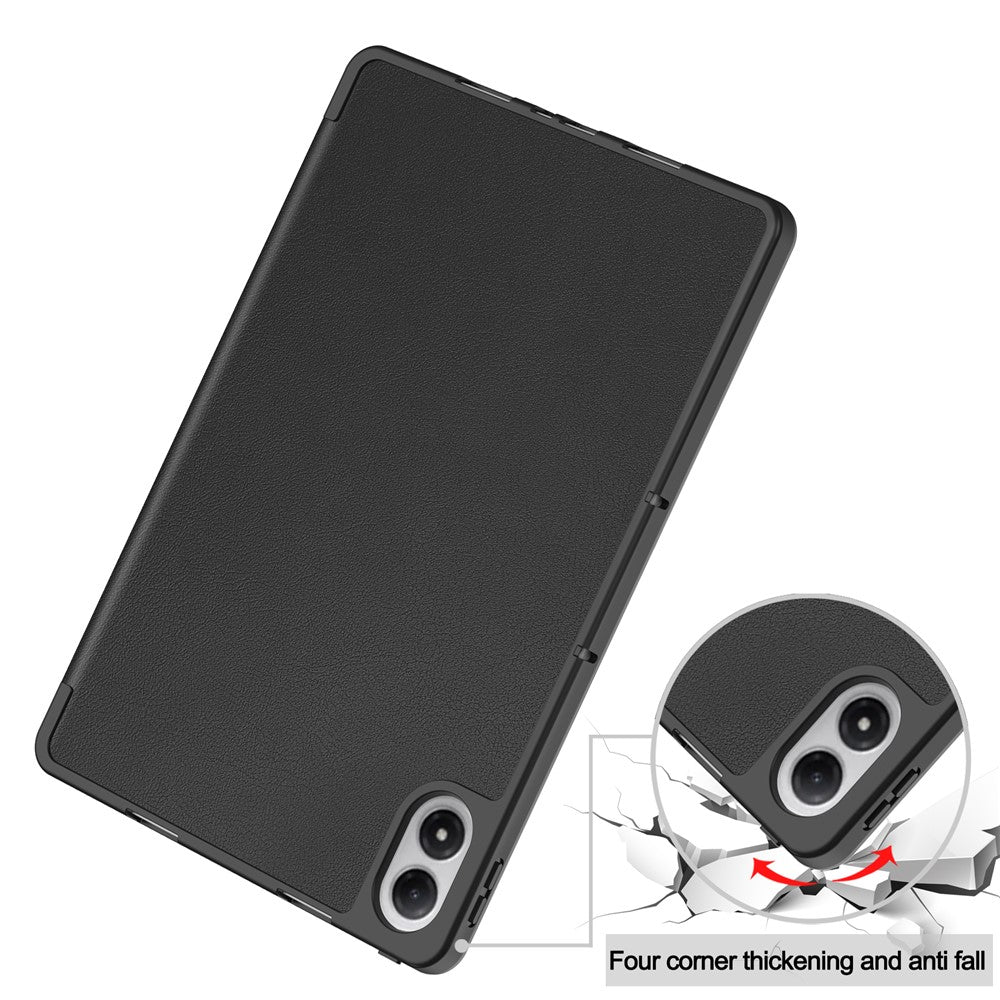 For Xiaomi Poco Pad M1 / Redmi Pad 2 Pro Stand Case Shock-Absorbent Leather Tablet Cover with Pen Slot - Black