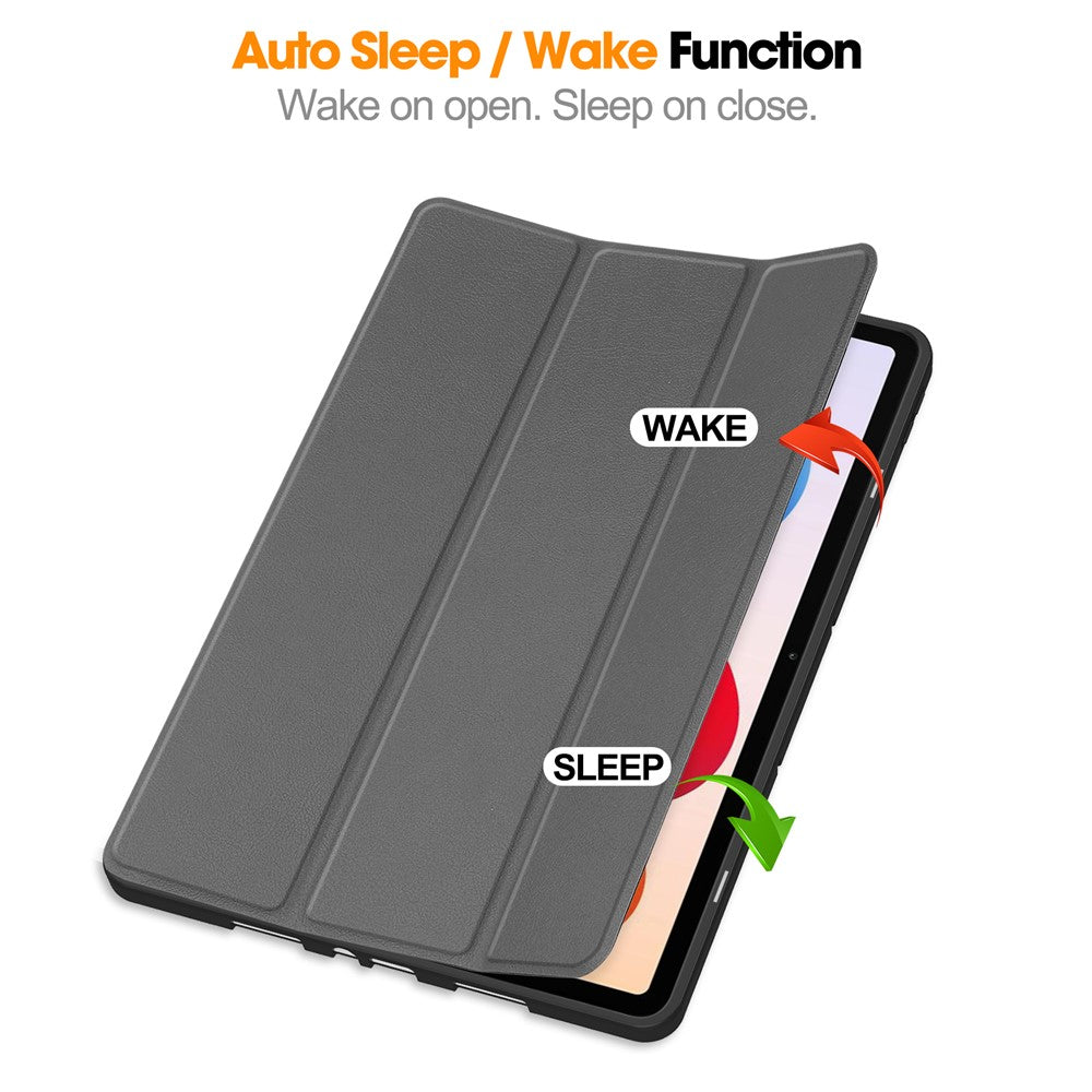 For Xiaomi Poco Pad M1 / Redmi Pad 2 Pro Stand Case Shock-Absorbent Leather Tablet Cover with Pen Slot - Grey