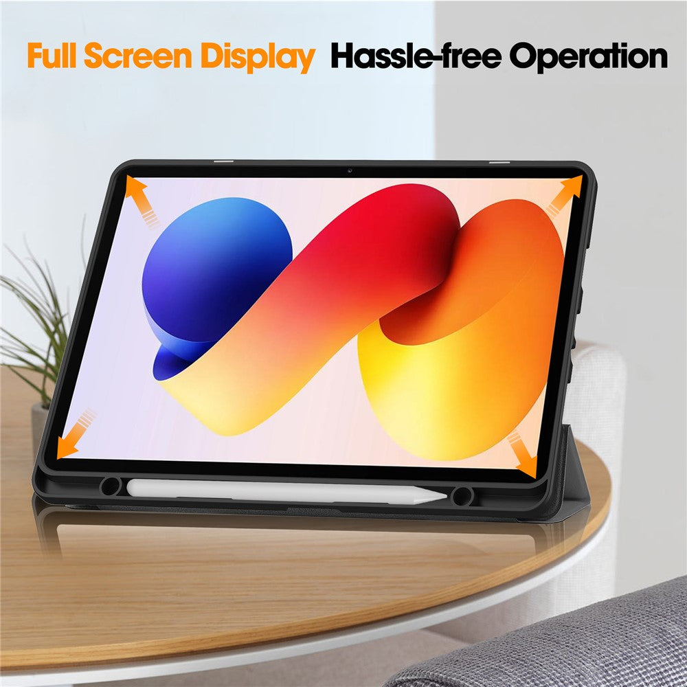 For Xiaomi Poco Pad M1 / Redmi Pad 2 Pro Stand Case Shock-Absorbent Leather Tablet Cover with Pen Slot - Grey