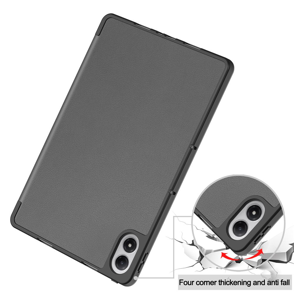 For Xiaomi Poco Pad M1 / Redmi Pad 2 Pro Stand Case Shock-Absorbent Leather Tablet Cover with Pen Slot - Grey