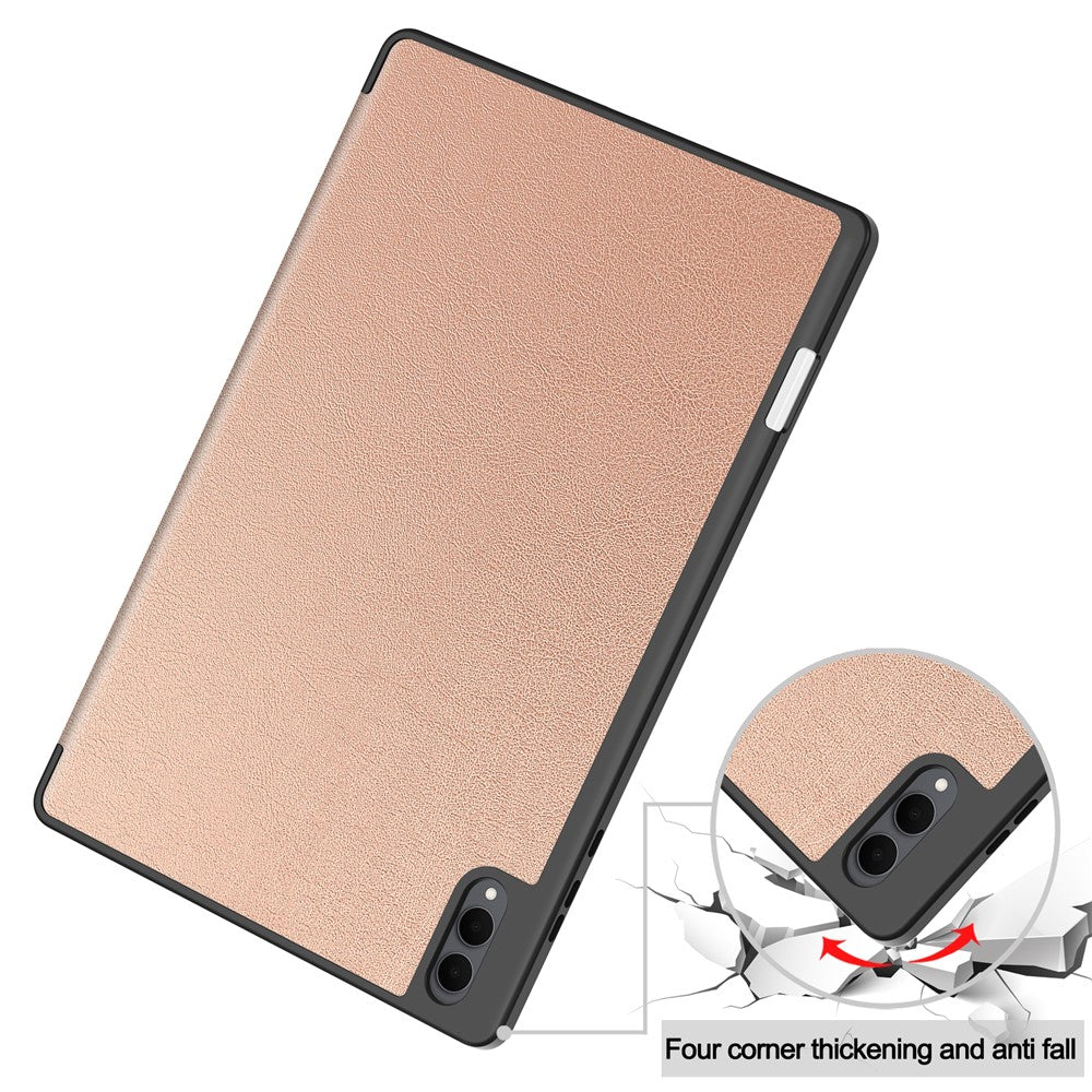 For Samsung Galaxy Tab S11 Ultra Stand Case Shock-Absorbent Leather Tablet Cover with Pen Slot - Rose Gold