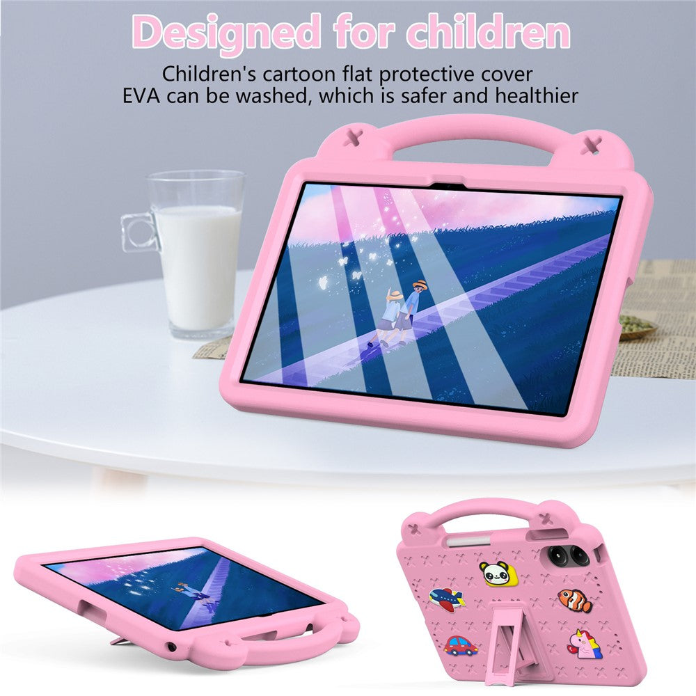 For Xiaomi Redmi Poco Pad M1 / Redmi Pad 2 Pro Case Kids Cartoon Patterns Hand Grip Kickstand Tablet EVA Cover - Pink