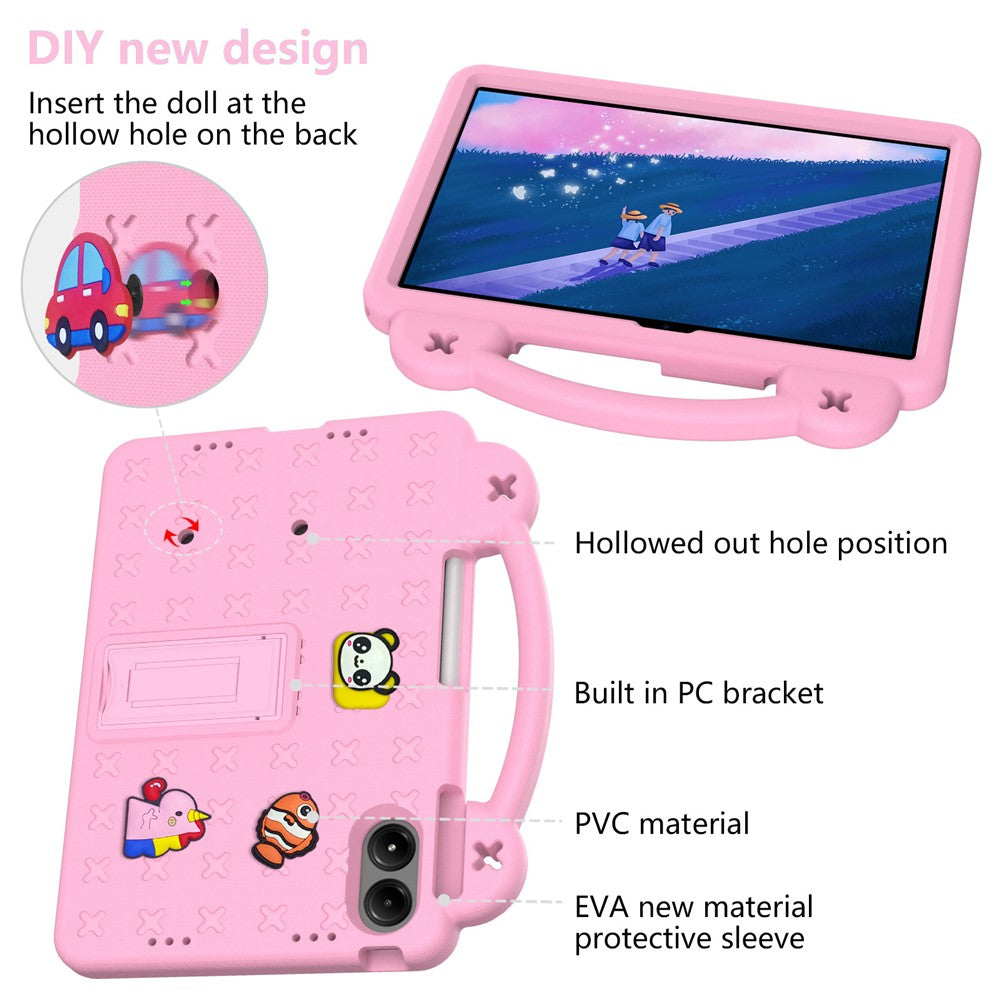 For Xiaomi Redmi Poco Pad M1 / Redmi Pad 2 Pro Case Kids Cartoon Patterns Hand Grip Kickstand Tablet EVA Cover - Pink
