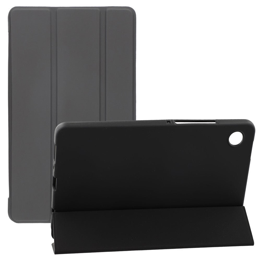 For Samsung Galaxy Tab A11+ Case PU Leather + Silicone Tri-Fold Stand Tablet Cover - Black
