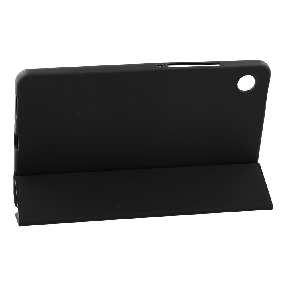 For Samsung Galaxy Tab A11+ Case PU Leather + Silicone Tri-Fold Stand Tablet Cover - Black