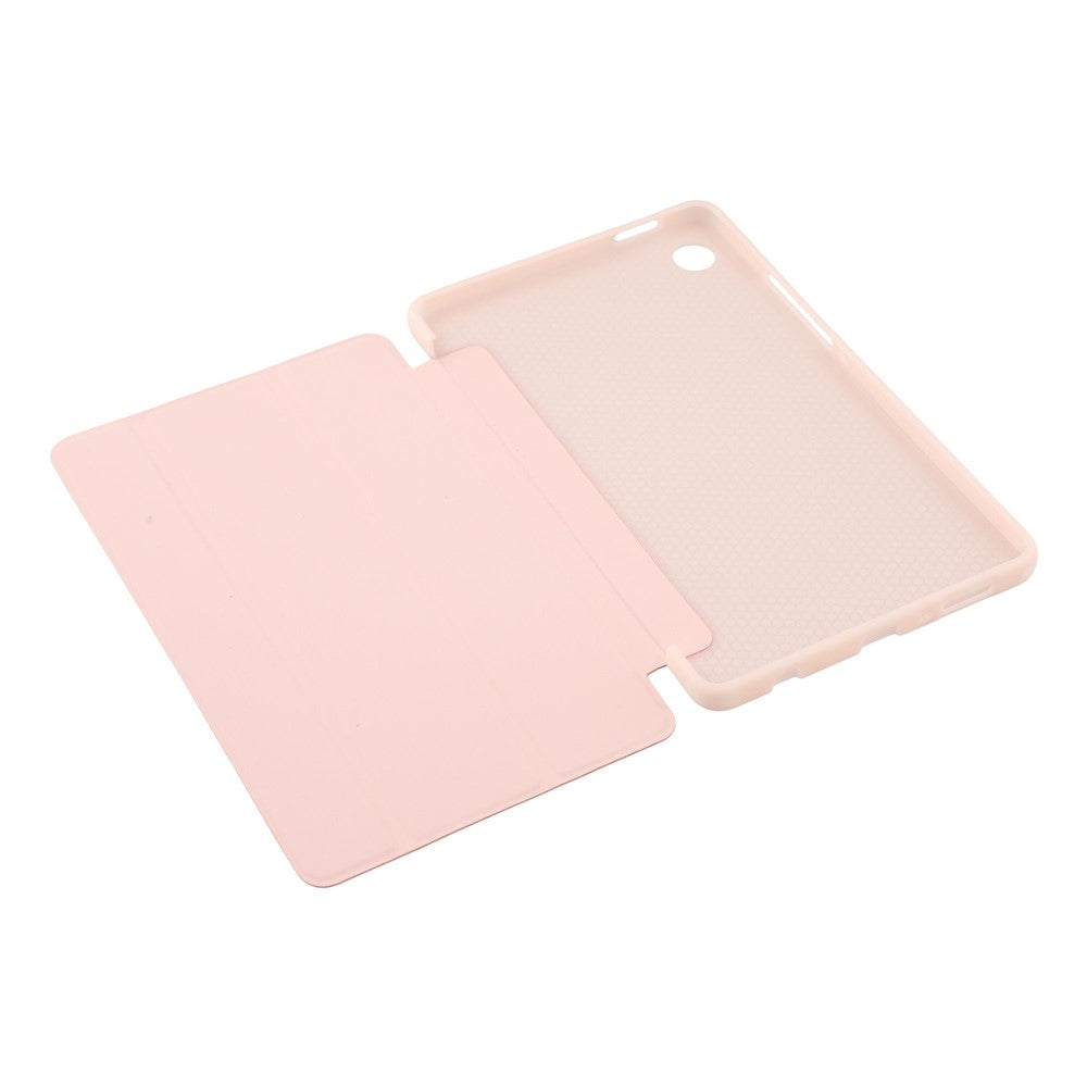 For Samsung Galaxy Tab A11+ Case PU Leather + Silicone Tri-Fold Stand Tablet Cover - Pink