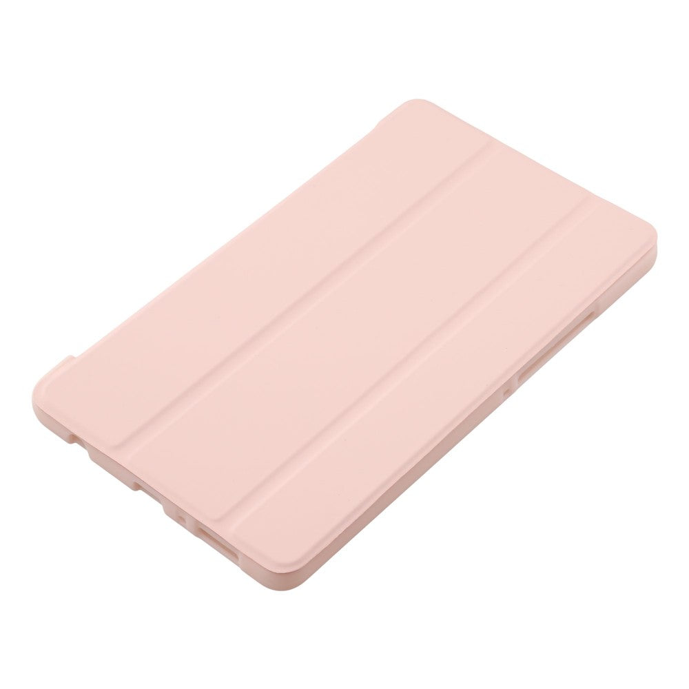 For Samsung Galaxy Tab A11+ Case PU Leather + Silicone Tri-Fold Stand Tablet Cover - Pink