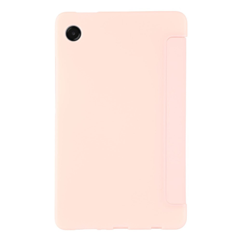 For Samsung Galaxy Tab A11+ Case PU Leather + Silicone Tri-Fold Stand Tablet Cover - Pink