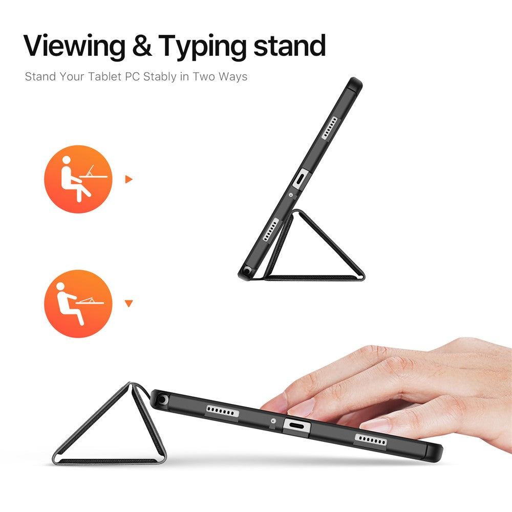 for Samsung Galaxy Tab A11+ Case Tri-Fold Stand Leather Cover Wake/sleep - Black