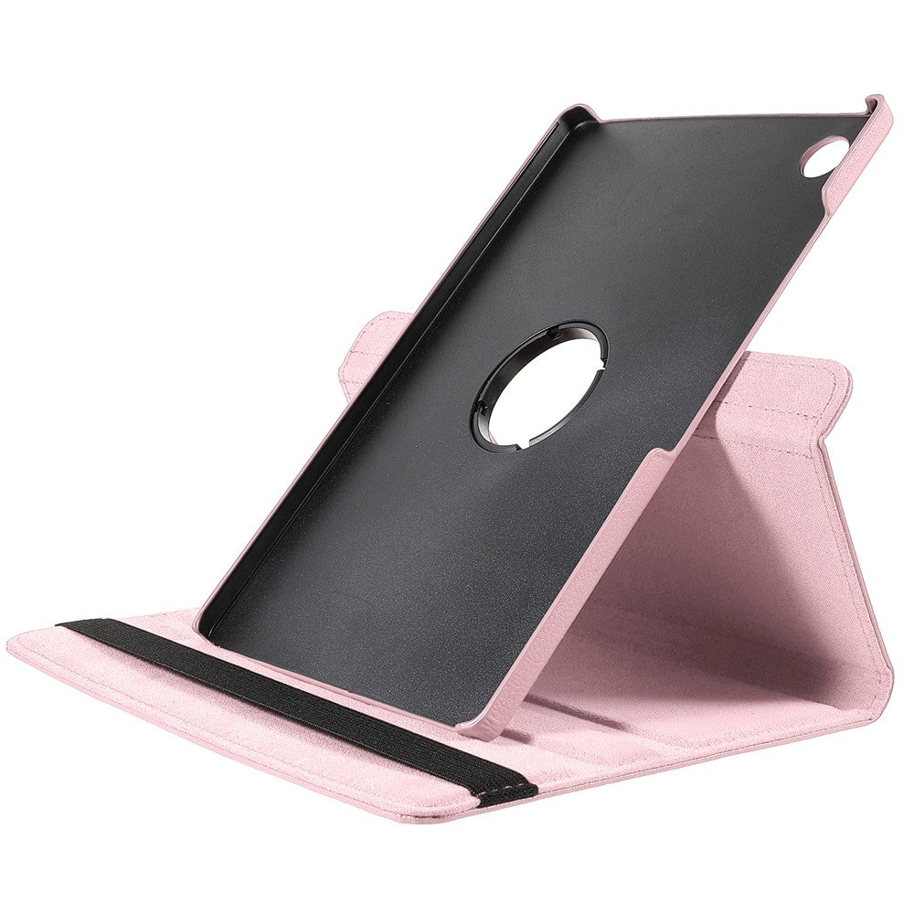 For Samsung Galaxy Tab A11+ Case Rotating Stand PU Leather + PC Tablet Cover with Elastic Band - Pink