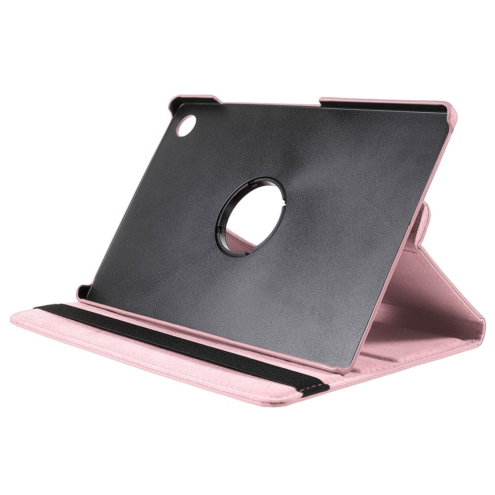 For Samsung Galaxy Tab A11+ Case Rotating Stand PU Leather + PC Tablet Cover with Elastic Band - Pink