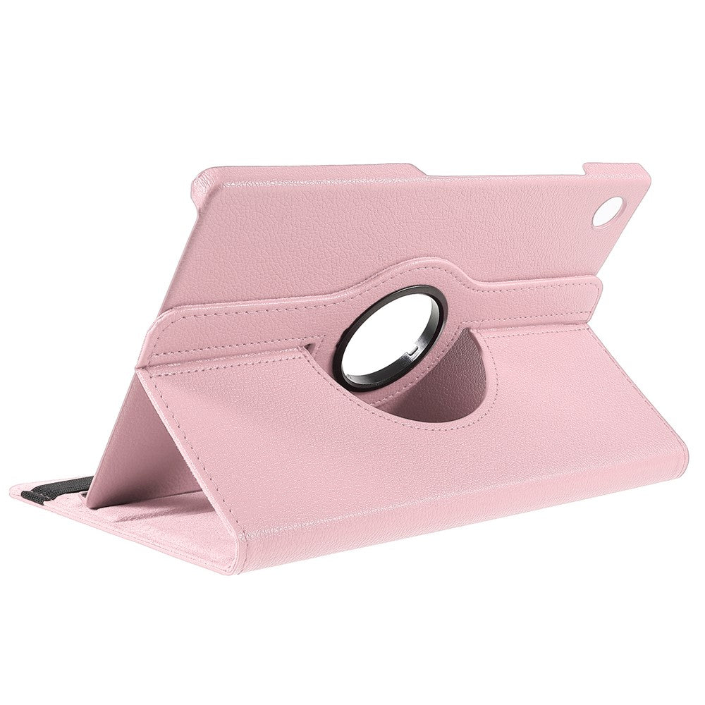 For Samsung Galaxy Tab A11+ Case Rotating Stand PU Leather + PC Tablet Cover with Elastic Band - Pink