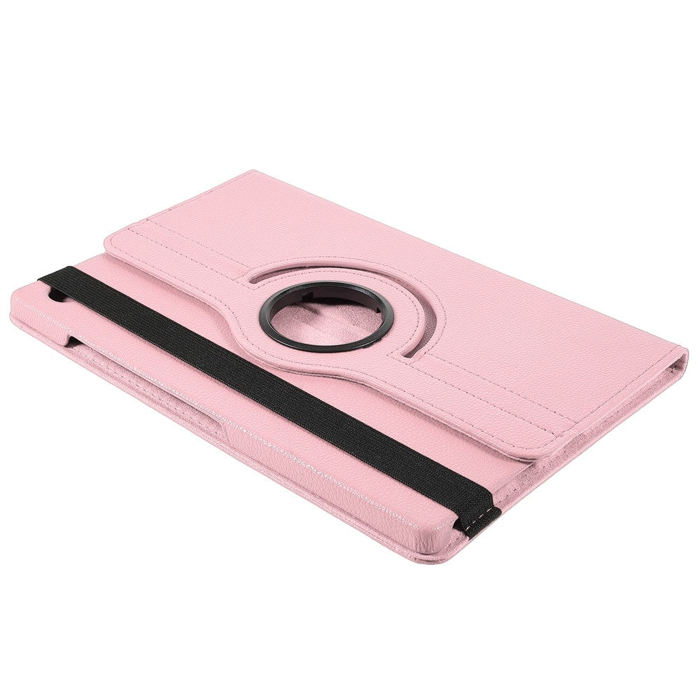For Samsung Galaxy Tab A11+ Case Rotating Stand PU Leather + PC Tablet Cover with Elastic Band - Pink