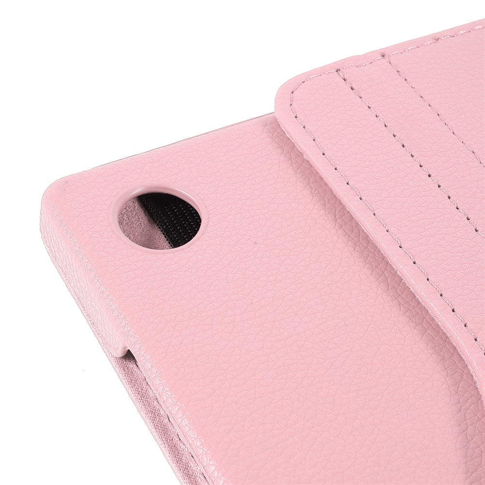 For Samsung Galaxy Tab A11+ Case Rotating Stand PU Leather + PC Tablet Cover with Elastic Band - Pink