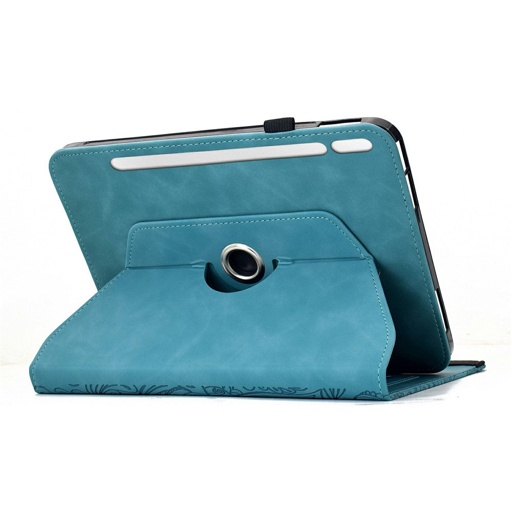 Leather Case for Samsung Galaxy Tab S10 FE / S9 FE / S9 Card Slots Rotary Stand Mandala Flower Tablet Cover - Baby Blue
