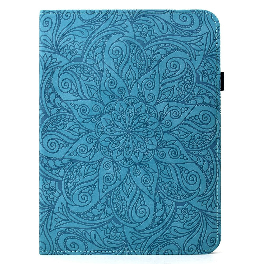 Leather Case for Samsung Galaxy Tab S10 FE / S9 FE / S9 Card Slots Rotary Stand Mandala Flower Tablet Cover - Baby Blue