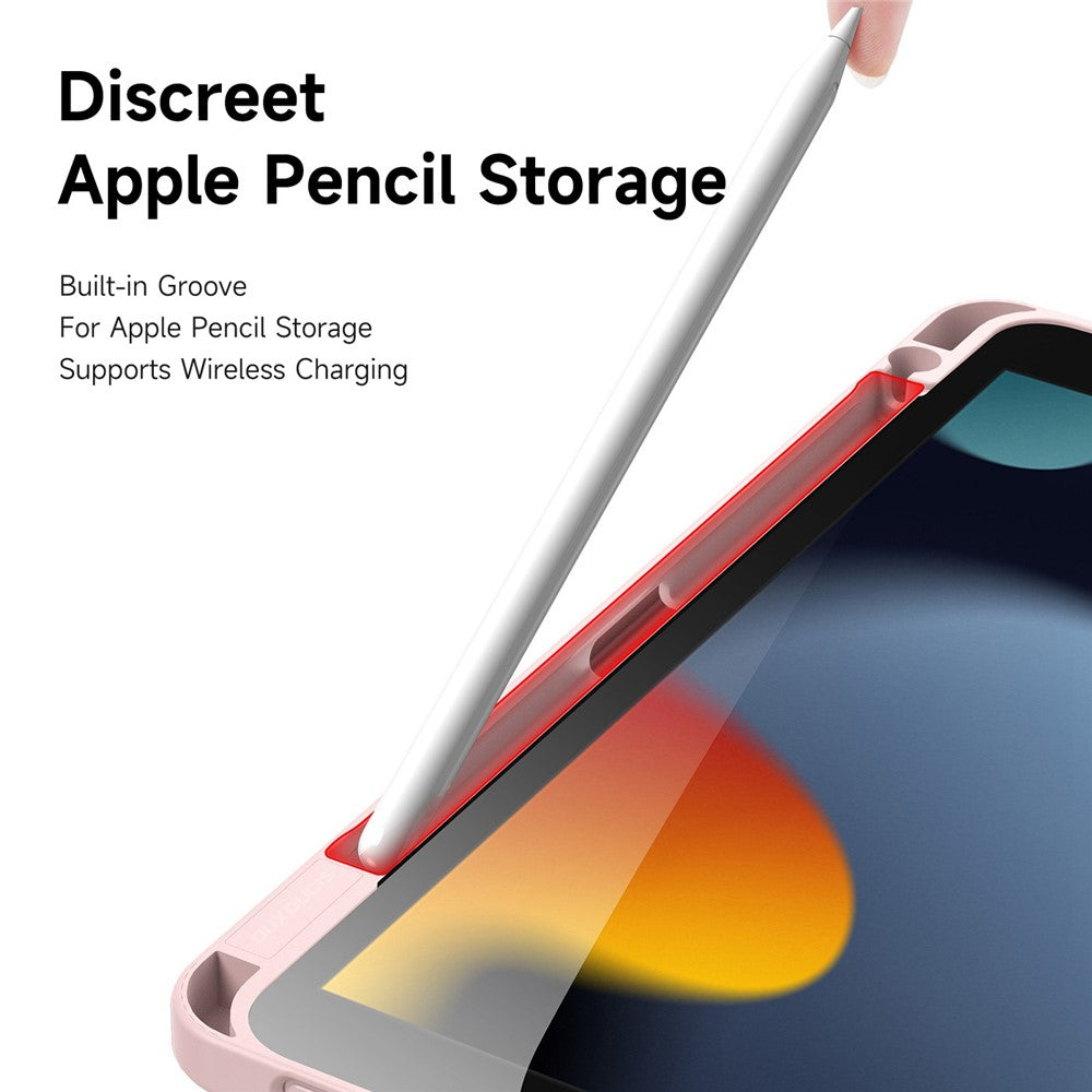 for iPad (2025) / 10.9 (2022) Magi Tablet Case Detachable Leather Cover with V-Fold Stand - Pink